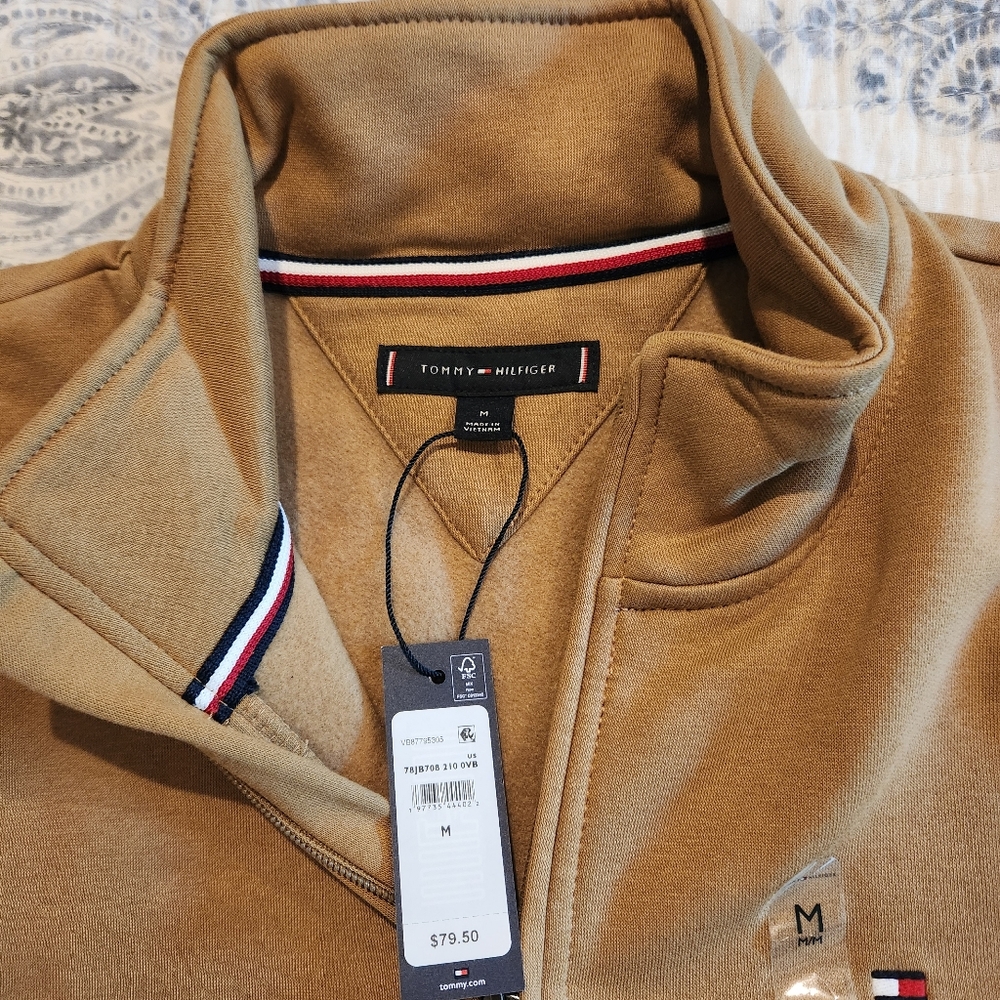 Tommy Hilfiger Tan Pullover with Logo Accents